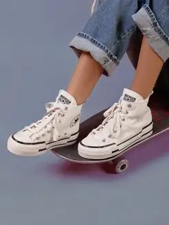 Кеды высокие текстильные конверс на толстой подошве осень Converse 145299853 купить за 1 496 ₽ в интернет-магазине Wildberries