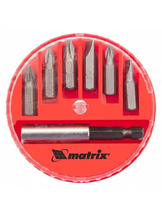 MATRIX, Набор бит, магнитный адаптер, сталь 45Х, 7 11392, вариант, фото 2