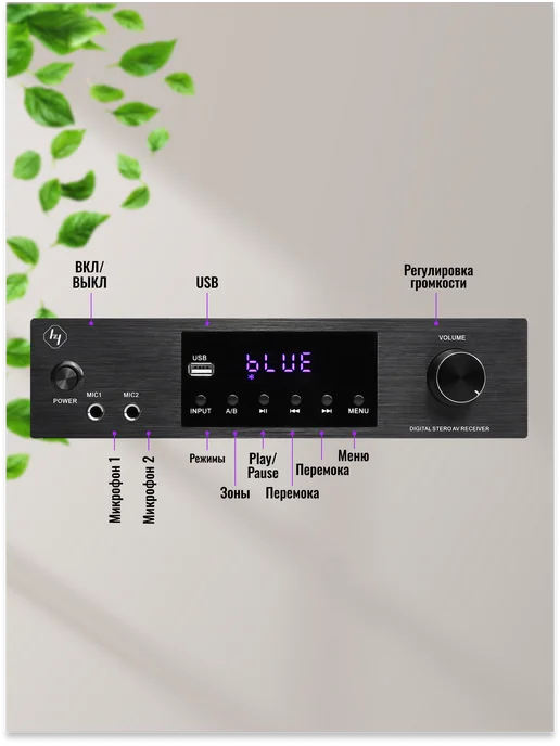 HYPER SOUND HI-FI Интегральный стерео усилитель звука 4.1 KTV-200 200W, 200 Вт, фото 5