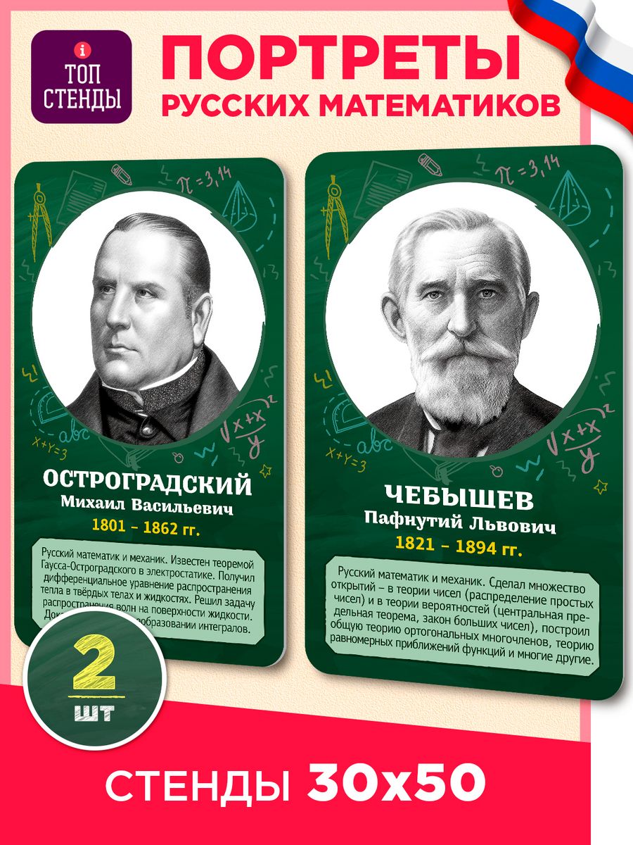 Набор портретов в школу для украшения кабинет математики Топ Стенды  145329573 купить за 1023 ₽ в интернет-магазине Wildberries