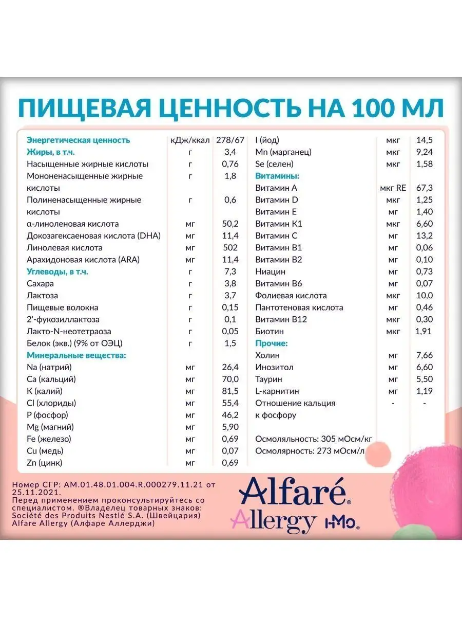 Лечебная смесь Alfare Allergy HMO 400г с 0 месяцев Nestle HealthScience  145354140 купить за 1 633 ₽ в интернет-магазине Wildberries