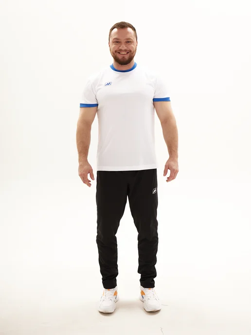 Nice Sport Футболка спортивная синяя с контрастными окантовками, белый, фото 2