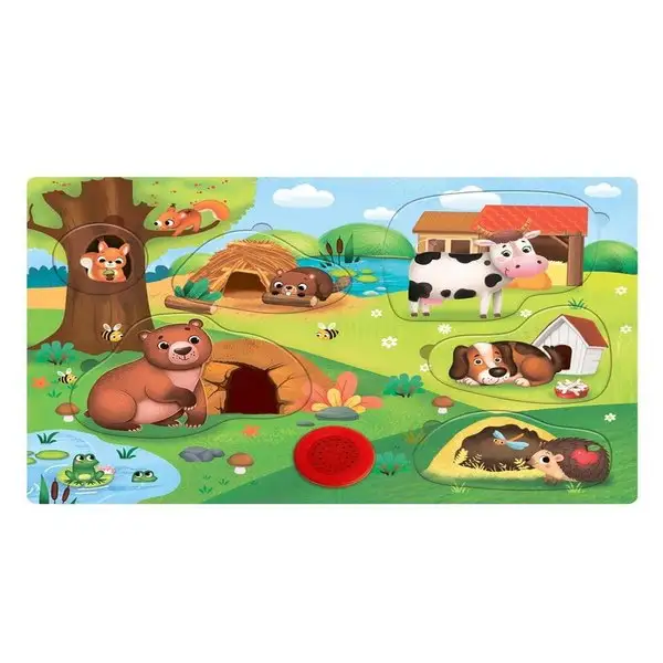 Пазл деревянный музыкальный Кто где живёт