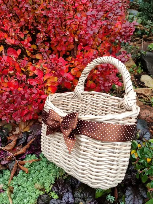 STYLISH GIFT Подвесная корзина плетеная из лозы, корзинка, бежевый, фото 2