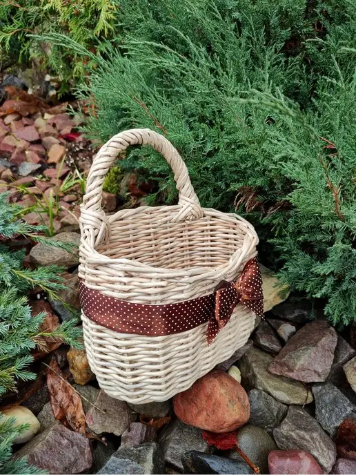STYLISH GIFT Подвесная корзина плетеная из лозы, корзинка, бежевый, фото 3