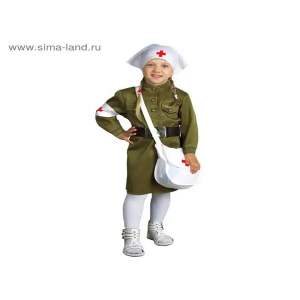 Костюм медсестры: платье, ремень, косынка, повязка, сумка