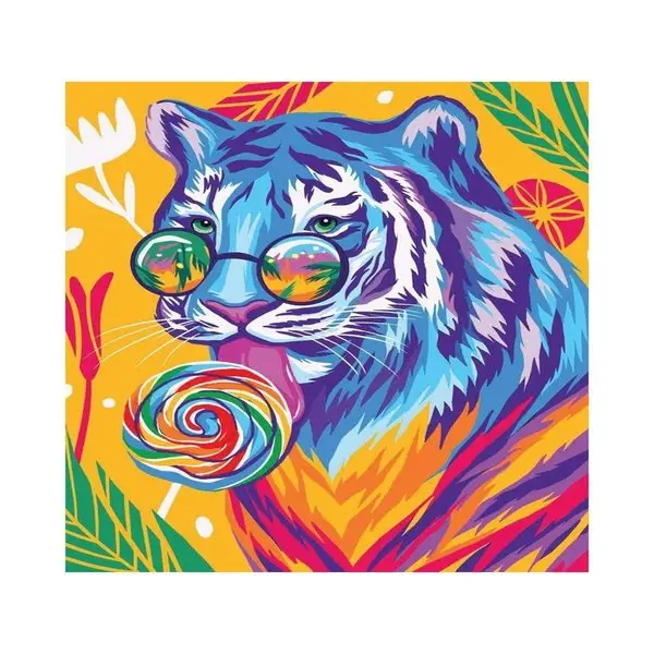 Алмазная мозаика с полным заполнением Тигр с леденцом