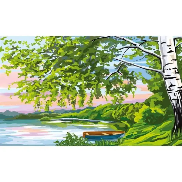Алмазная мозаика с полным заполнением Берег озера