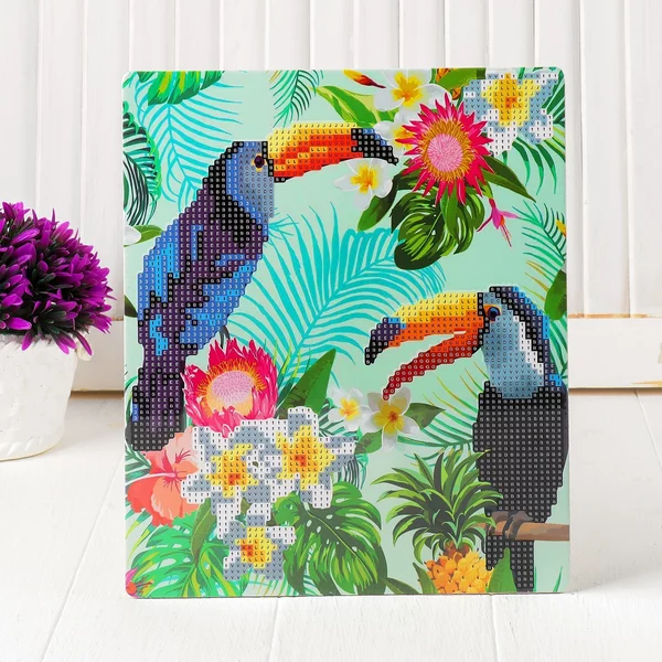 Алмазная вышивка с частичным заполнением "Туканы"