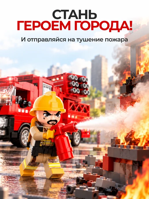 Kari Конструктор пластиковый для детей Пожарная Машина, черный, фото 2