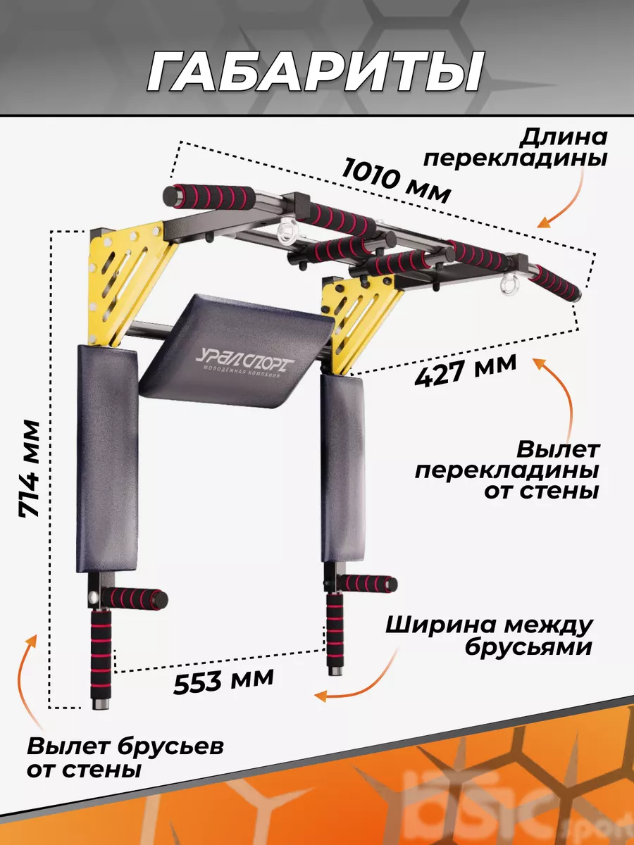 Турник брусья пресс настенный 3 в 1 мультихват POWER Уралспорт МК 145581798  купить в интернет-магазине Wildberries