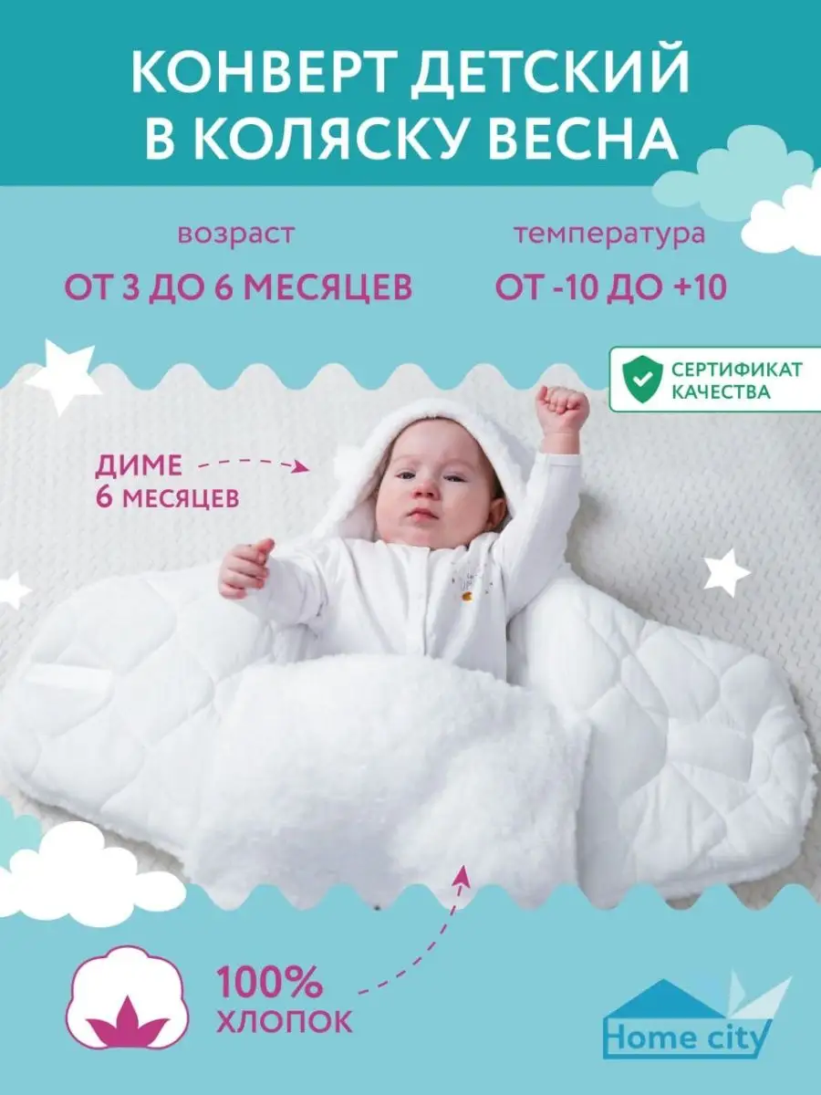 Конверт на выписку для новорожденного осень весна Home city 145621739  купить за 643 ₽ в интернет-магазине Wildberries