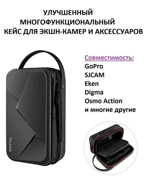 Telesin Сумка защитный кейс для камеры GoPro, SJCAM, Eken, Digma