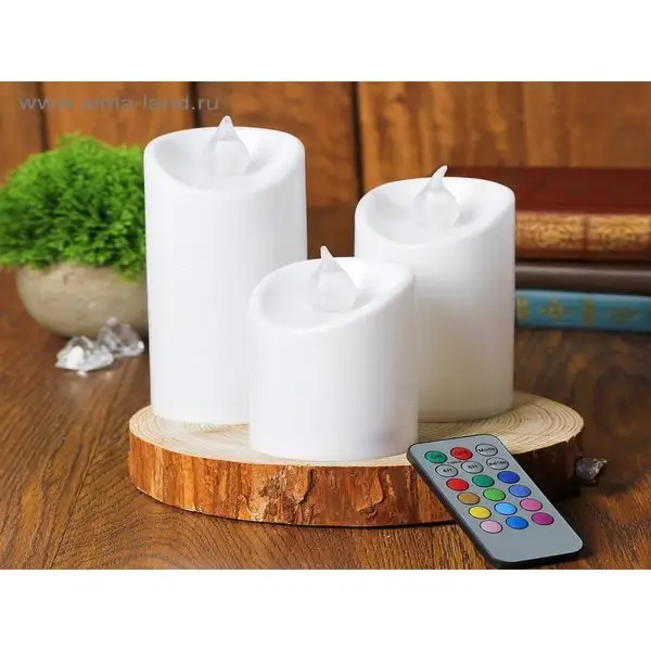 Свеча светодиодная "Романтик", с пультом, набор 3 шт.