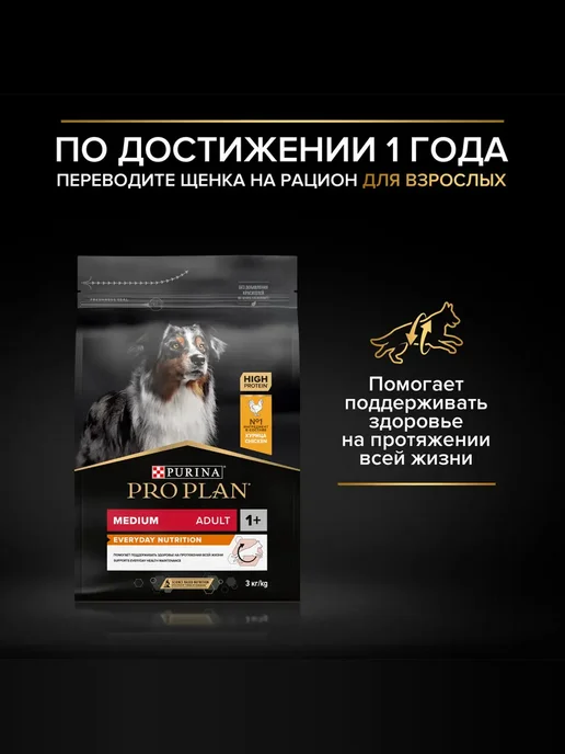 Сухой корм PRO PLAN для собак, средние, щенки, курица, 12 кг, фото 6
