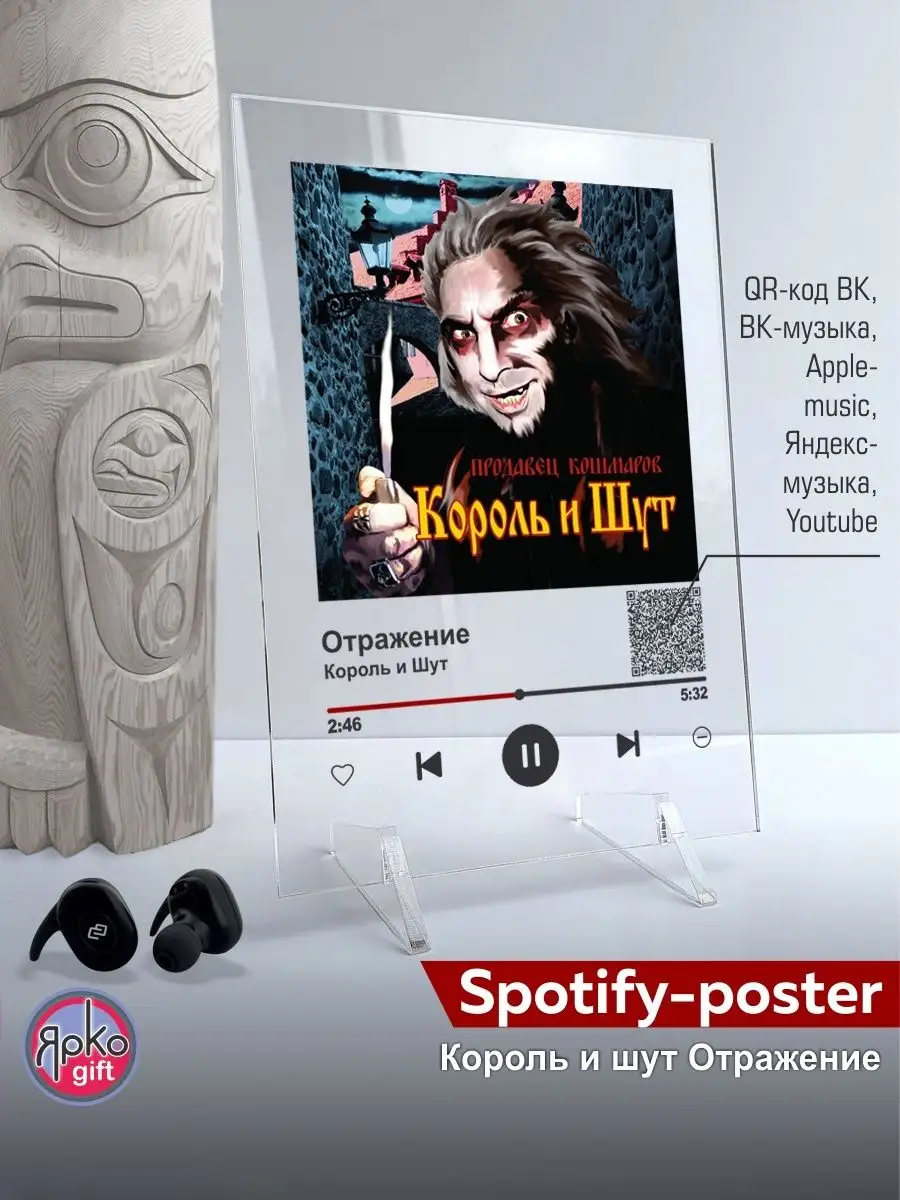 Spotify постер Король и Шут песня на стекле на подарок Ярко.gift 145719699  купить за 427 ₽ в интернет-магазине Wildberries