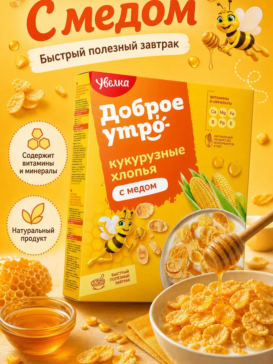 Сухой завтрак Хлопья кукурузные с медом 275гр