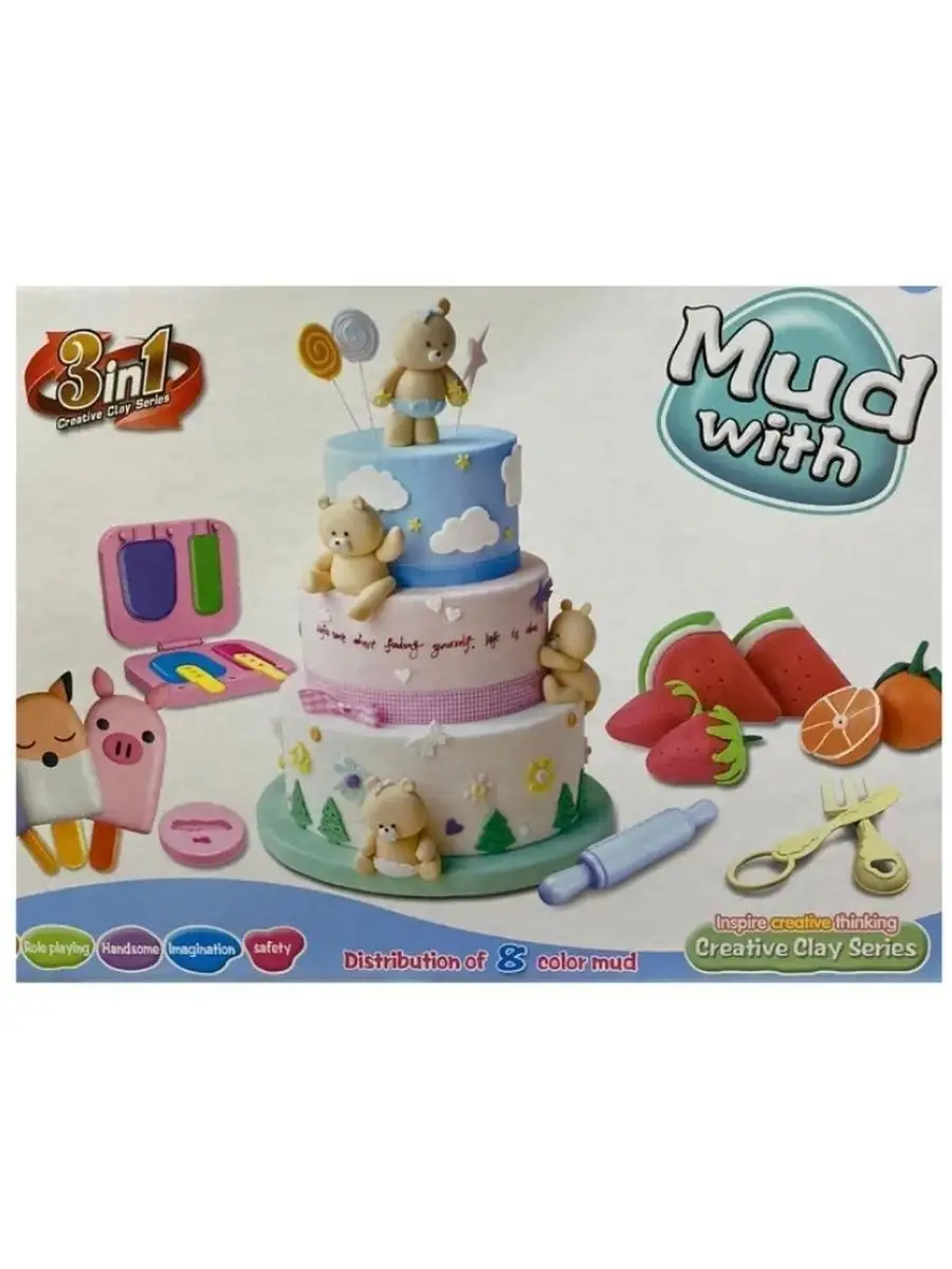 Игровой набор с пластилином Торт/Mud with 3in1 Пластилин Mud with 145825748  купить за 2 603 ₽ в интернет-магазине Wildberries