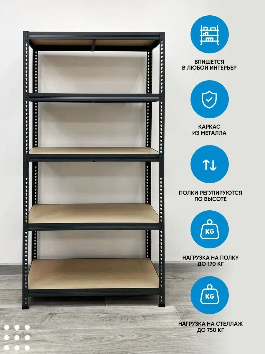 Стеллаж металлический железный для дома дачи гаража 5 полок СЕЙФ-ЮГ  145841192 купить за 4 339 ₽ в интернет-магазине Wildberries