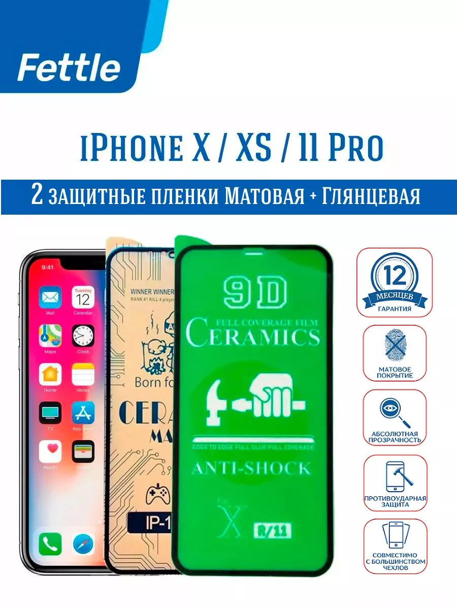 Матовая и глянцевая защитная пленка на iPhone X - Xs 11 Pro