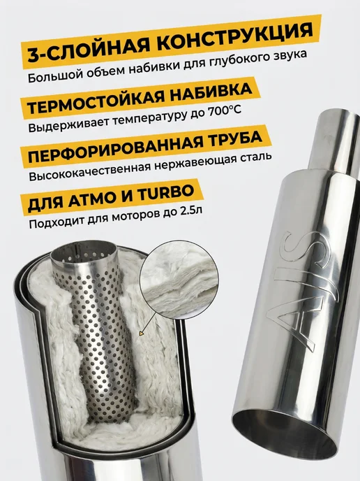 AJS TUNING Выхлопная бочка прямоточная AJS по мотивам Mugen, вариант, фото 2