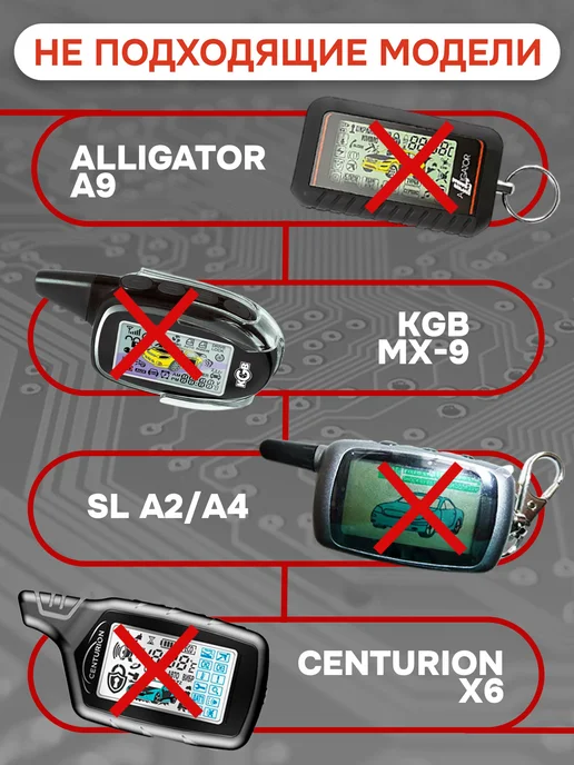 Mak-on Брелок сигнализации совместимый со Старлайн A9, KGB, JAGUAR, черный, фото 3