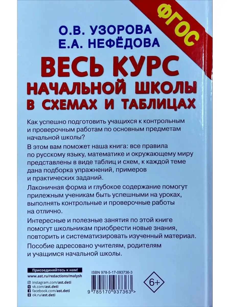 Весь курс начальной школы в схемах и таблицах 1-4 кл (АСТ) АСТ 146062328  купить в интернет-магазине Wildberries