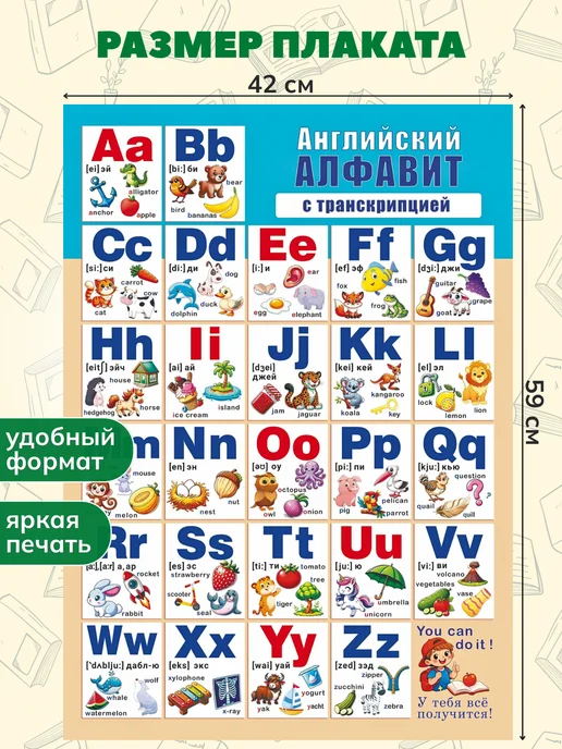 снаб 78 Обучающий плакат учебный Английский алфавит СА-П-016, вариант, фото 3
