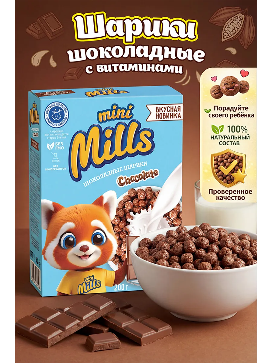 Сухой завтрак шоколадные кукурузные шарики 200 г