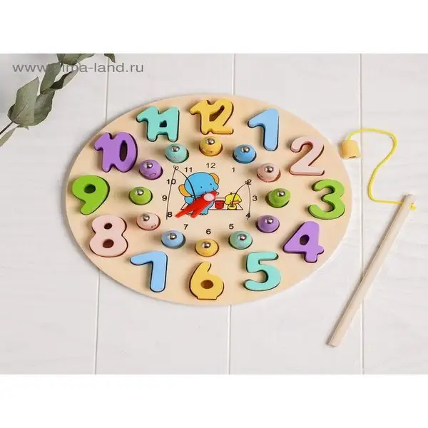 Развивающая игра "Рыбалка-часы" 3,5х22,5х22,5 см