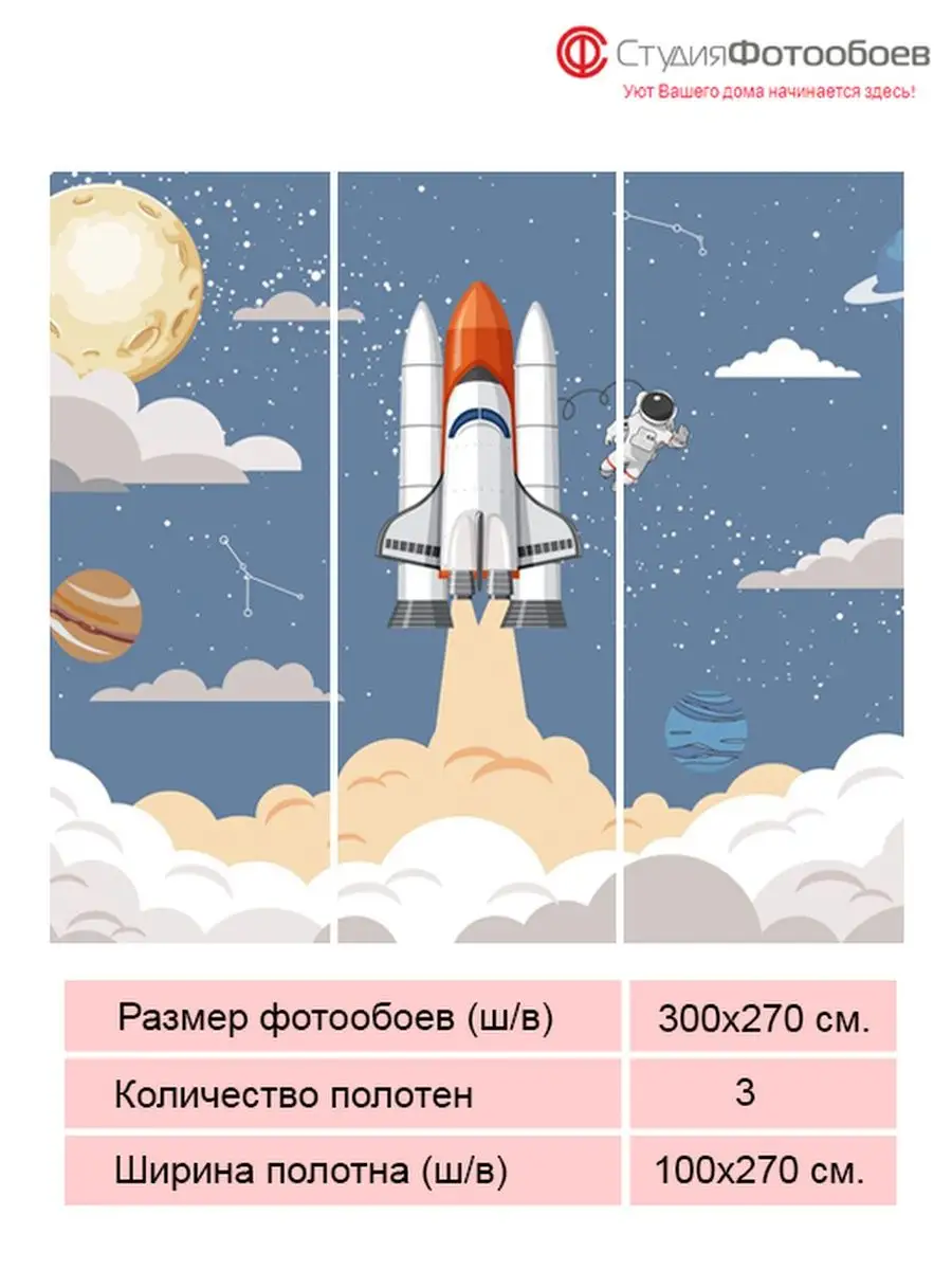 Фотообои К далеким мирам300х270, 3 полотна СтудияФотообоев 146182873 купить  за 5 430 ₽ в интернет-магазине Wildberries