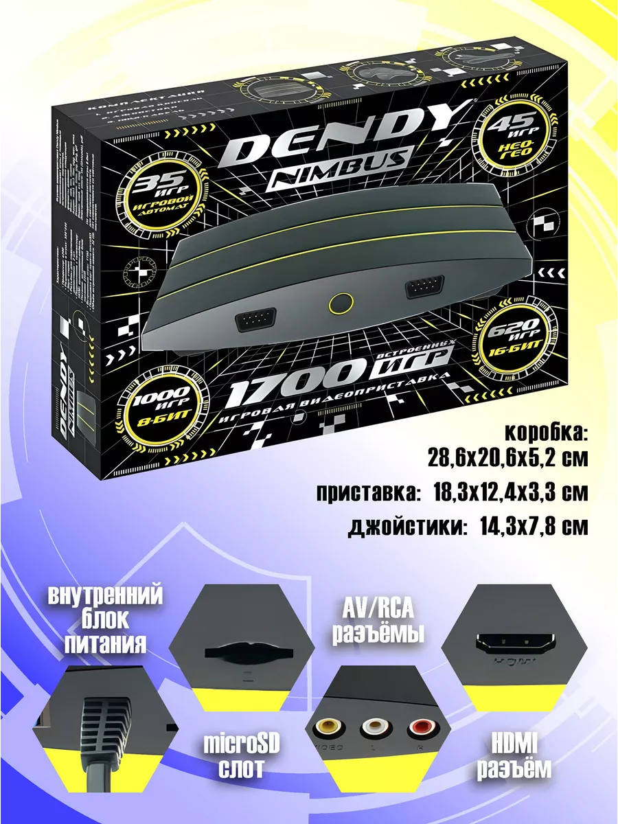 Игровая приставка Денди Nimbus 1700 игр HDMI Dendy 146192206 купить за 4  094 ₽ в интернет-магазине Wildberries