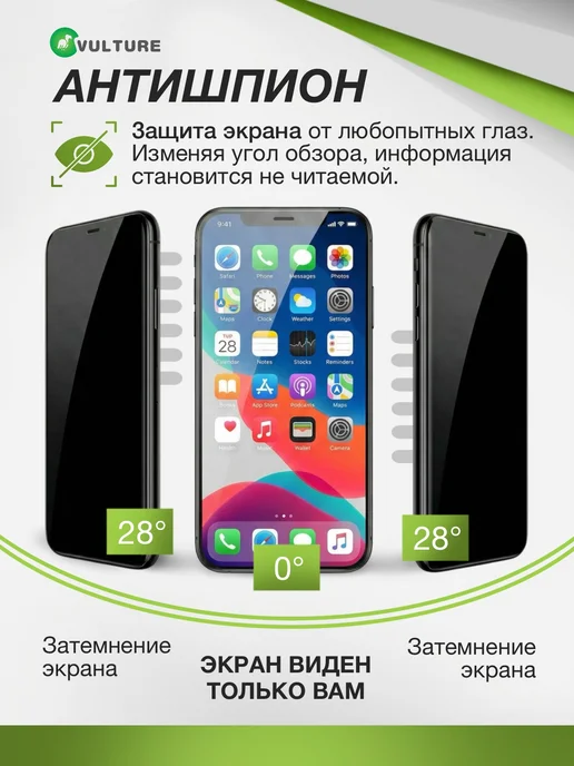 VULTURE Стекло redmi note 10s антишпион, вариант, фото 2