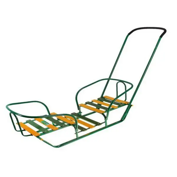 Санки для двойняшек с толкателем цвет зеленый