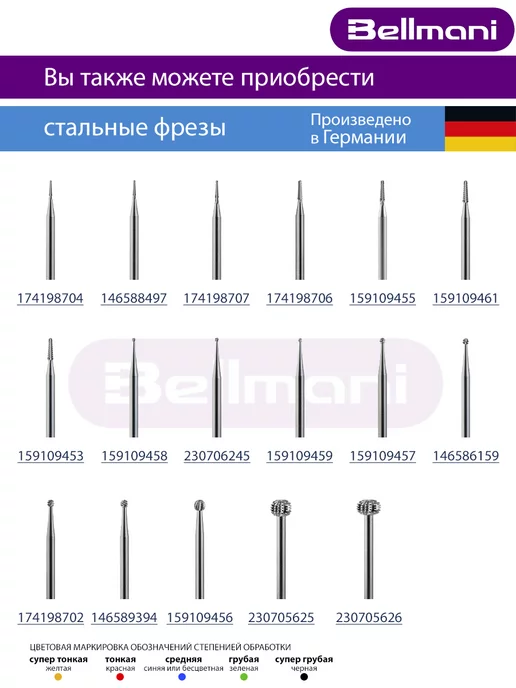 Bellmani Фреза стальная профессиональная полая для педикюра стопы, вариант, фото 3