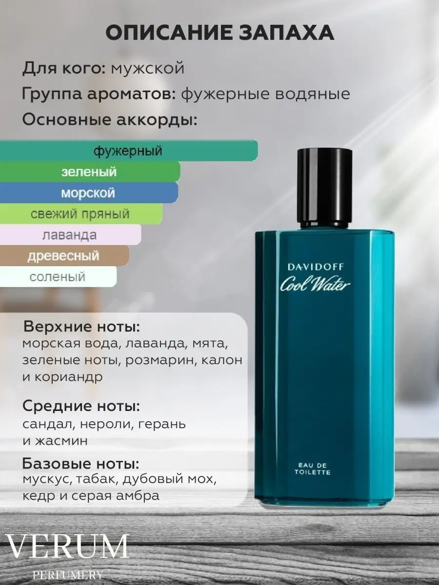 Ароматизатор в машину по мотивам Davidoff Cool Water VERUM PERFUMERY  146243672 купить за 220 ₽ в интернет-магазине Wildberries