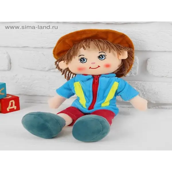 Мягкая кукла "Паренек", в шляпке, цвета МИКС