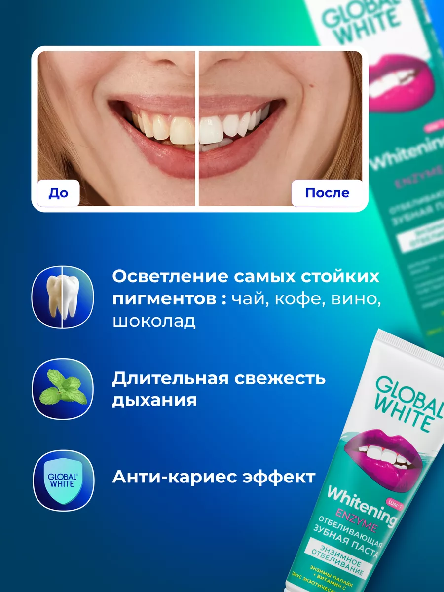 Global White Total protection витаминизированная зубная паста, 100 г