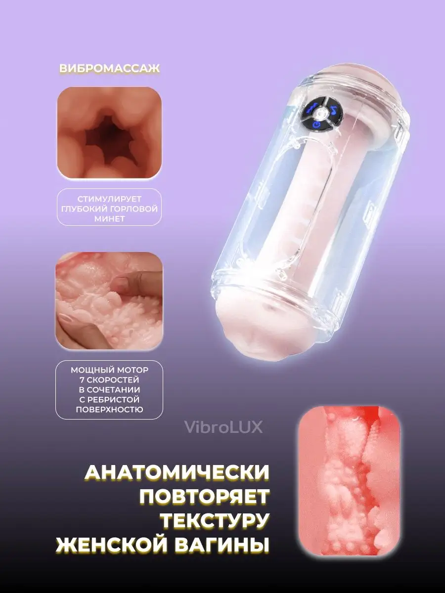 Мастурбатор резиновая вагина рот секс игрушки 18 + VibroLUX 146331156  купить в интернет-магазине Wildberries