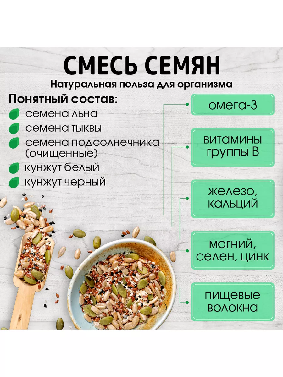 Смесь семян для салатов и выпечки 1 кг Miosuperfood Миофарм 146332698  купить за 429 ₽ в интернет-магазине Wildberries