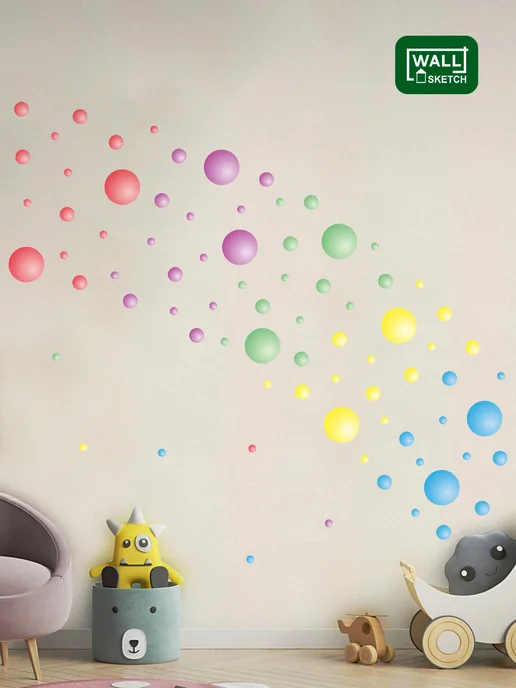 WALL SKETCH Интерьерные наклейки на стену детские для декора, синий, фото 2