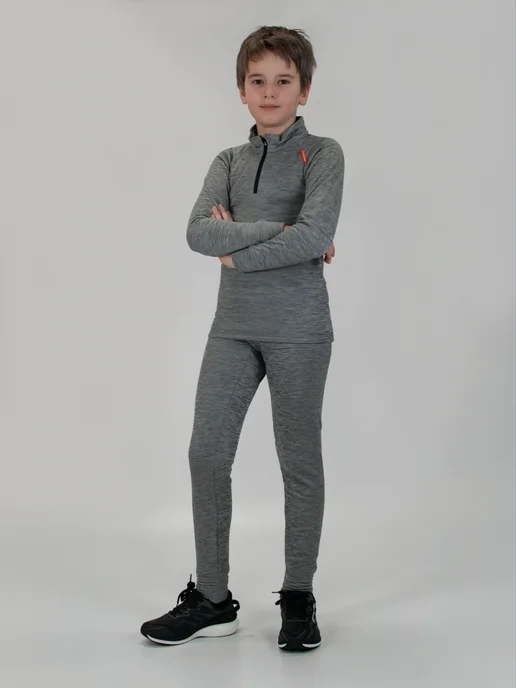 NoName Термолонгслив ALASKA SHIRT LIGHT GREY JR для детей, серый, фото 3