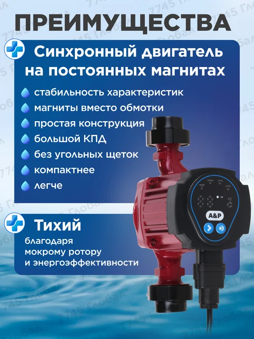 A&P Насос циркуляционный для воды и отопления WISE-25 40-180, вариант, фото 4