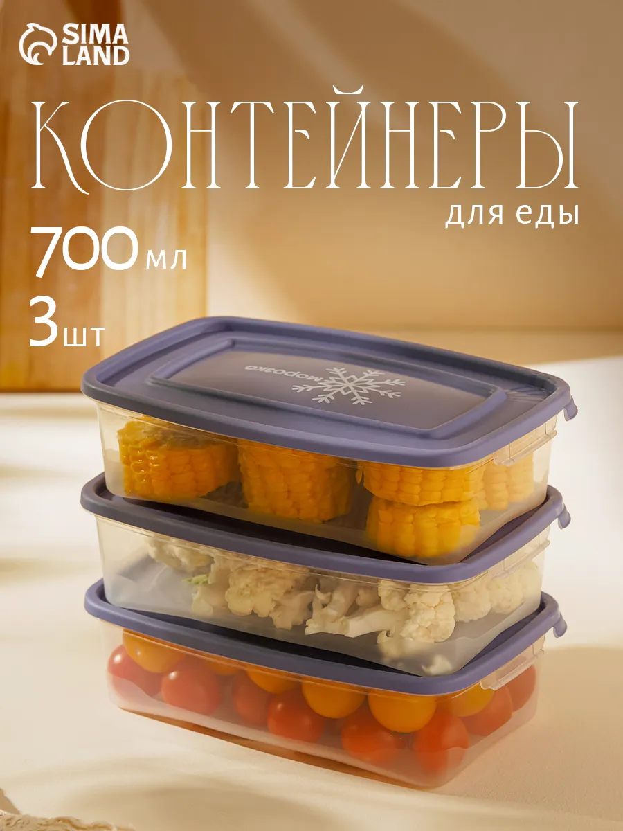 Набор контейнеров для продуктов "Морозко", 3 шт, 700 мл