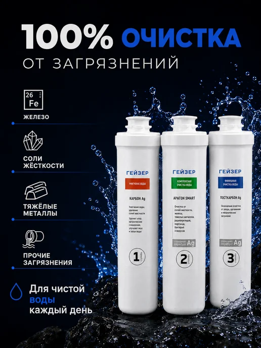 ГЕЙЗЕР Комплект картриджей Смарт для жесткой воды, вариант, фото 2