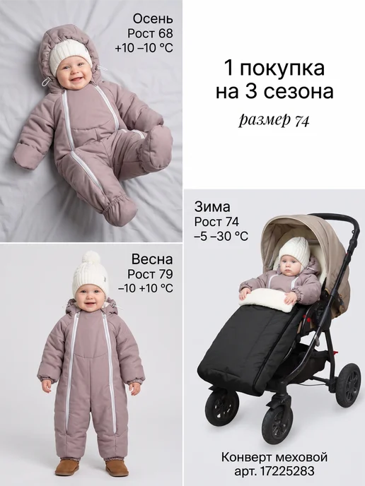 Сонный гномик Комбинезон для новорожденных осень зима, фиолетовый, фото 2