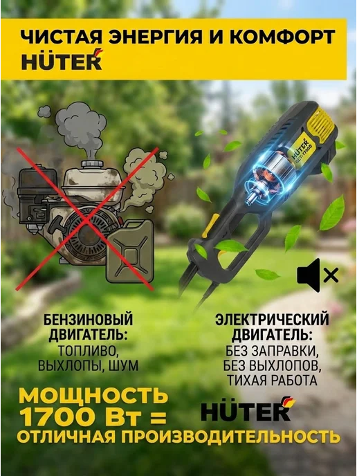 Триммер электрический для травы от сети мощный GET-1700B — фото 2