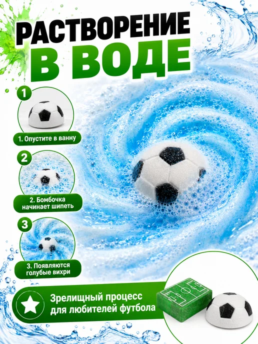 MAGICBATHROOM Бомбочки для ванны Подарок футболисту 2шт мяч и поле, 2 шт, фото 4