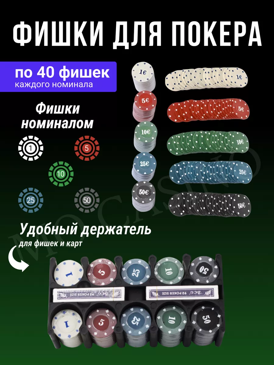 Набор для покера Texas Holdem Poker Set, 200 фишек Mo Casino 146585230  купить за 990 ₽ в интернет-магазине Wildberries