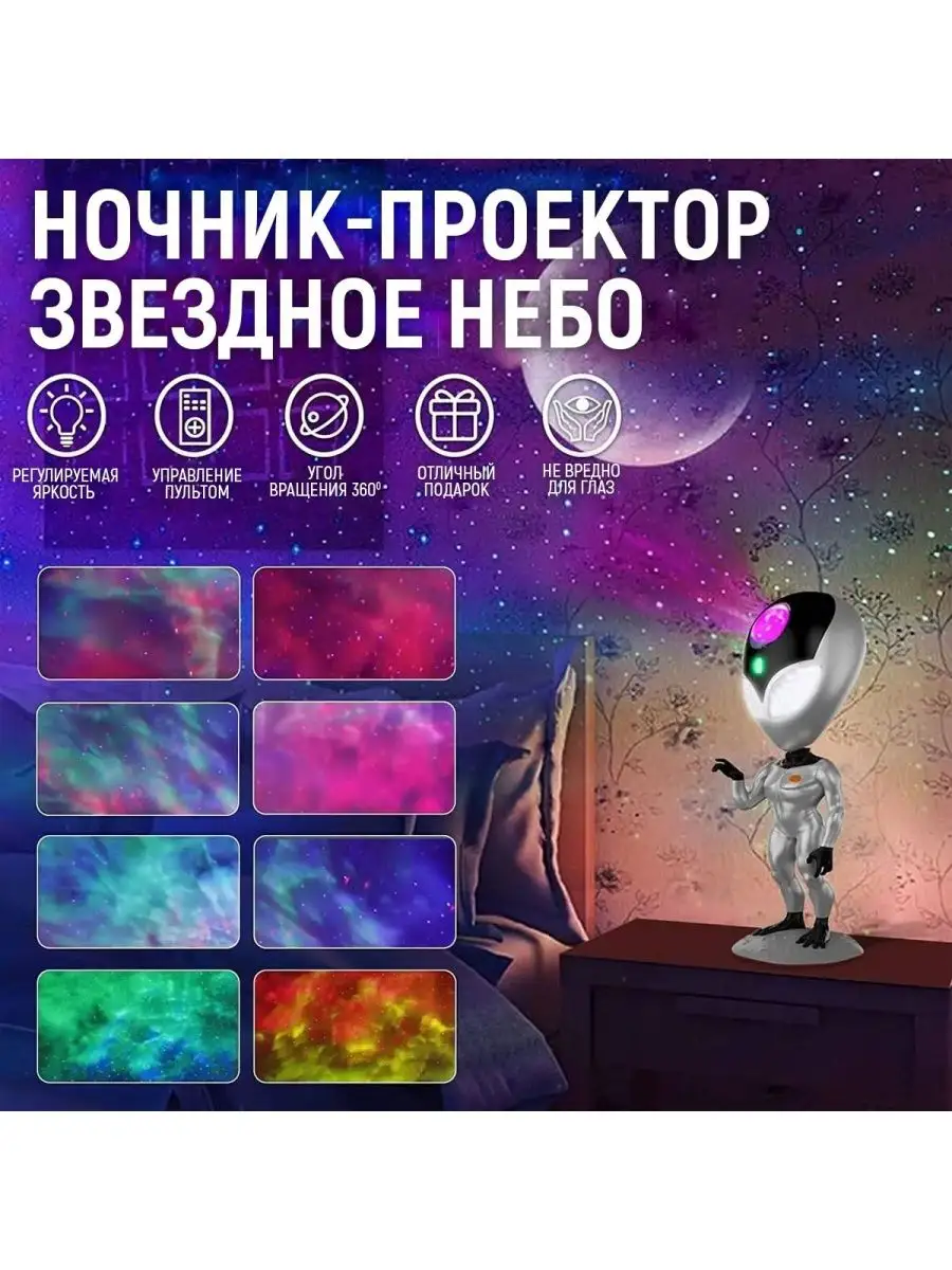 Ночник проектор звёздное небо Инопланетянин ALIEN детский DreamForKids  146629002 купить за 1 915 ₽ в интернет-магазине Wildberries